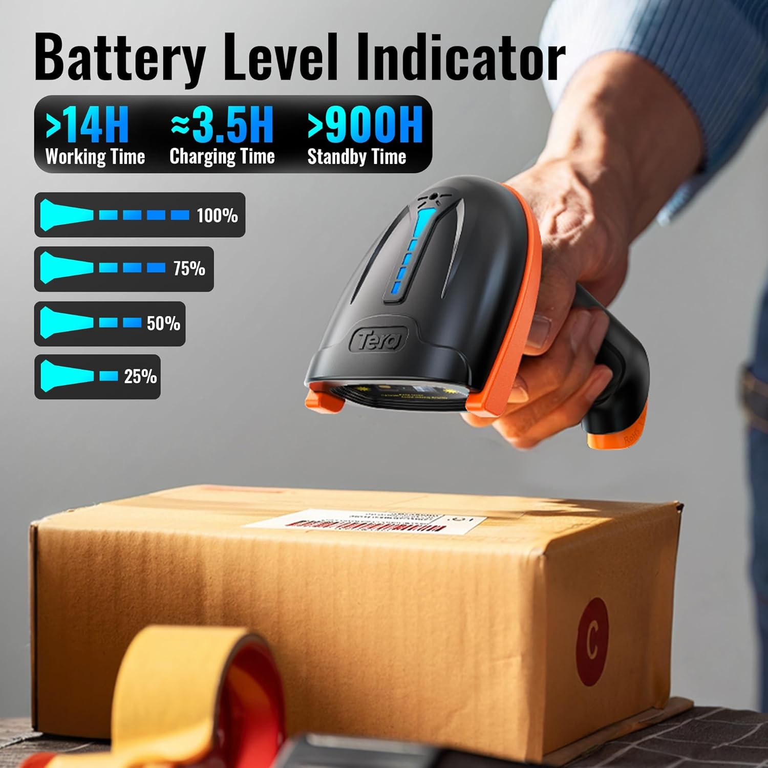 Tera Barcodescanner Draadloze 1D Laser